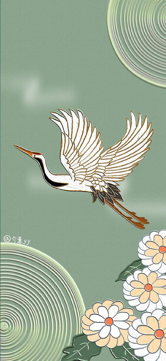 创意国潮中国风壁纸仙鹤会带给你平安富足的