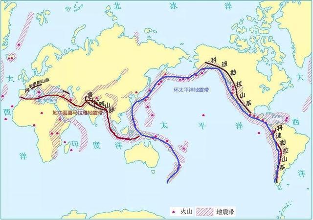 全球火山分布和岩石构造