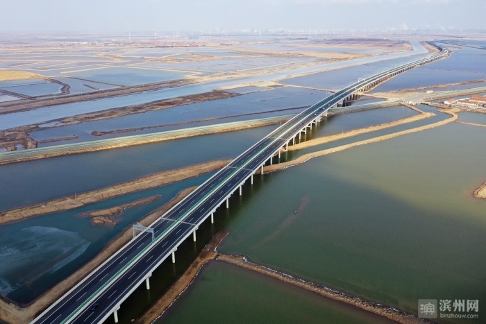 漳卫新河特大桥埕口互通立交秦滨高速公路连通东三省,京津冀,山东半岛