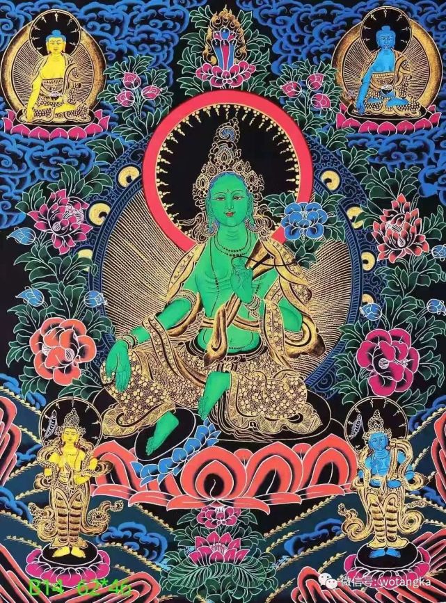编号138721776彩绘唐卡绿度母6246cm左右