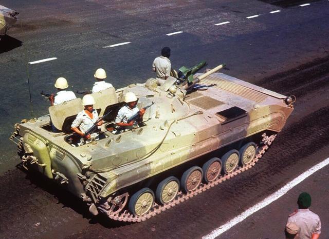 brdm-2反坦克导弹发射车(六联装发射架)和36辆配有at-3发射轨的bmp-1