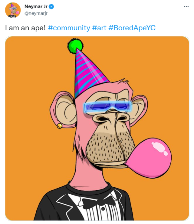 足球明星内马尔将推特头像更换为bayc nft