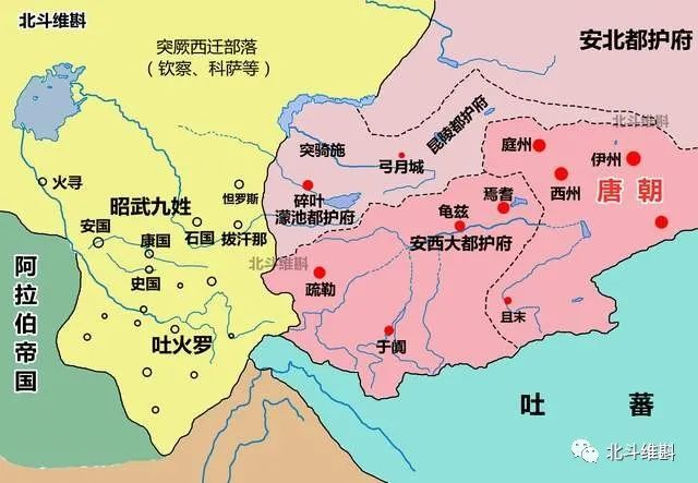 可汗被杀后,以前隶属于西突厥的昭武九姓和吐火罗27国纷纷臣服于唐朝