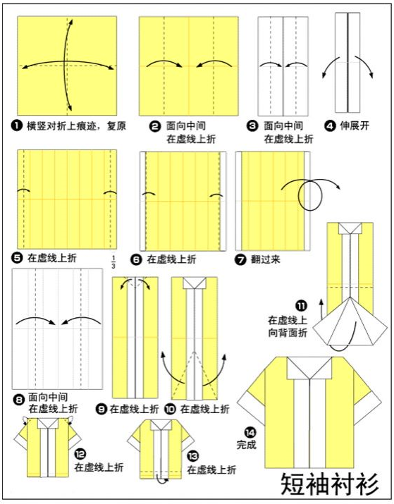衣服折纸教程4你会折短袖衬衫吗一起来操作吧
