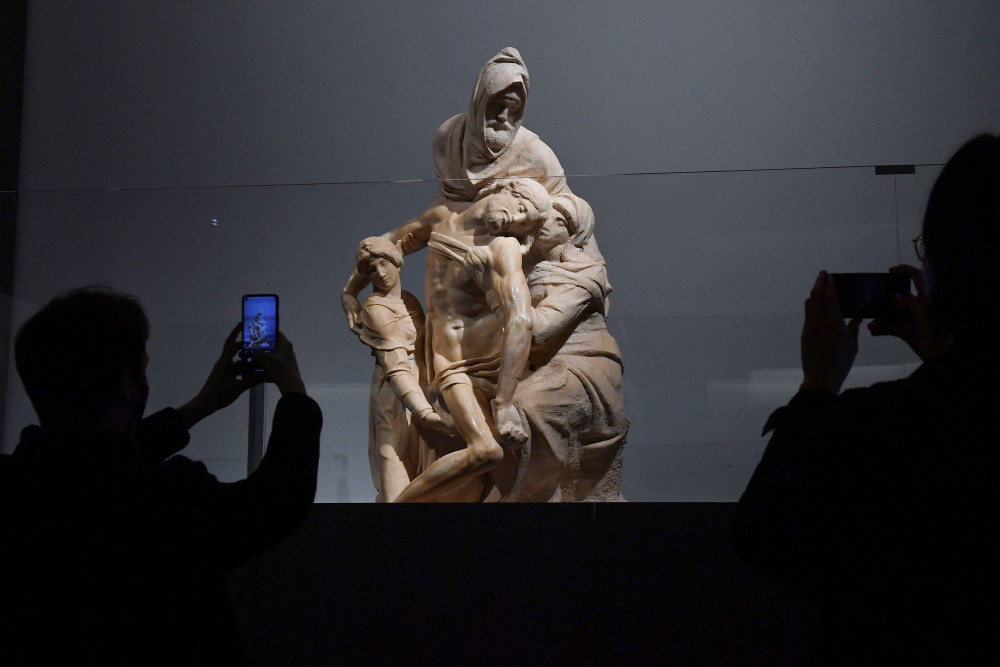 新华社/路透米开朗琪罗雕塑作品《班迪尼圣殇》的修复工作近期完成.