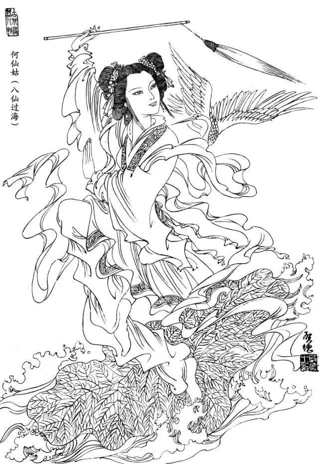 书画联盟丨工笔白描八仙过海
