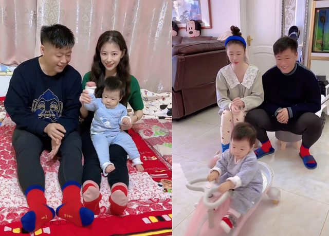 娇妻穿紧身裤炫细腿,孩子手里苹果比脸大