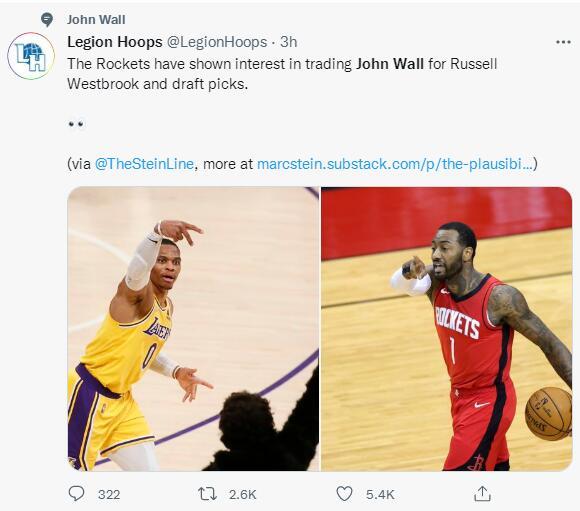 威少换沃尔 湖人需出够选秀权?