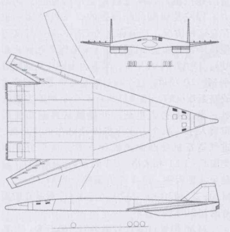 t-4m战略轰炸机方案为了获得更大的机体空间,采用升力体飞翼式布局,变