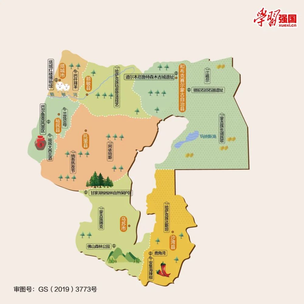 人文地图新疆维吾尔自治区塔城地区