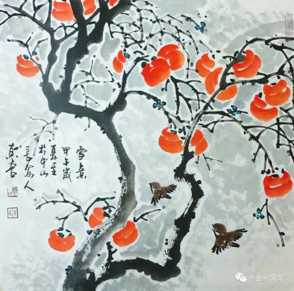 雪景画红柿子真好看