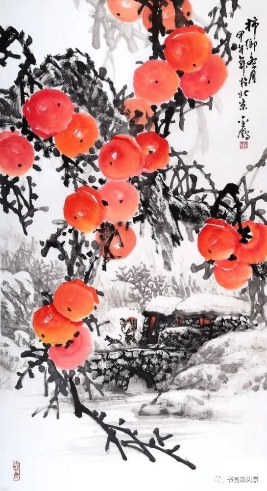 雪景画红柿子真好看