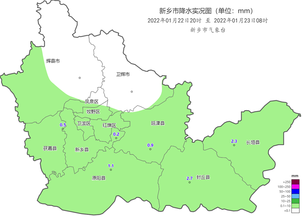 7,長垣2.3,原陽1.1,延津0.9,獲嘉0.5,新鄉市區0.2,輝縣和衛輝微量.