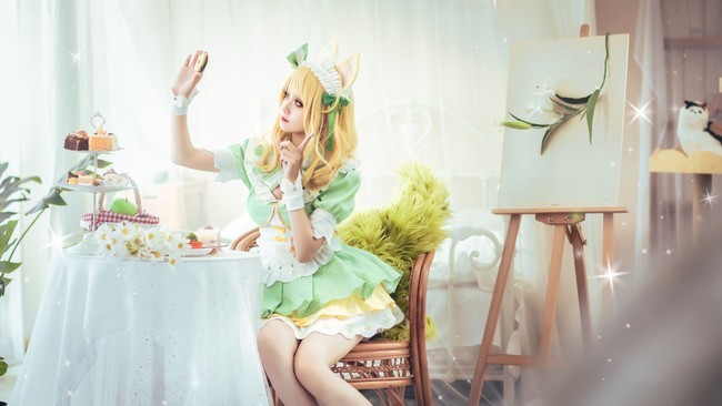 王者榮耀妲己女僕抹茶咖啡cosplay