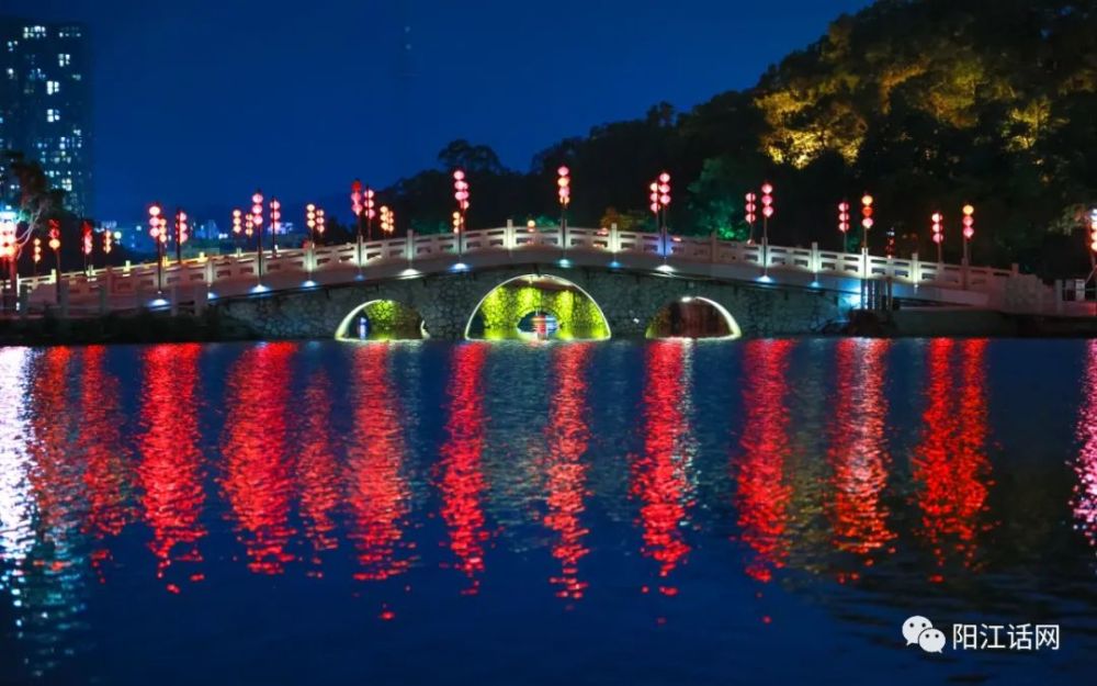 陽江市鴛鴦湖公園夜景驚豔夢幻濃濃年味