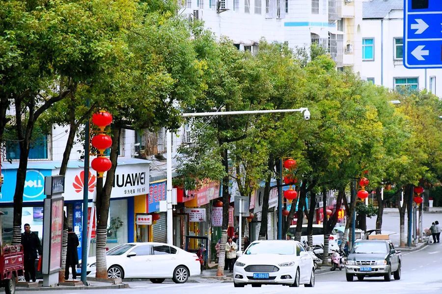 喜迎新春余庆县城区大红灯笼挂起来