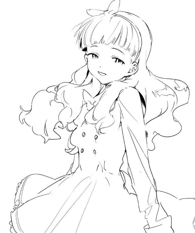 线条简单流畅,自然松动少女线稿临摹素材参考!