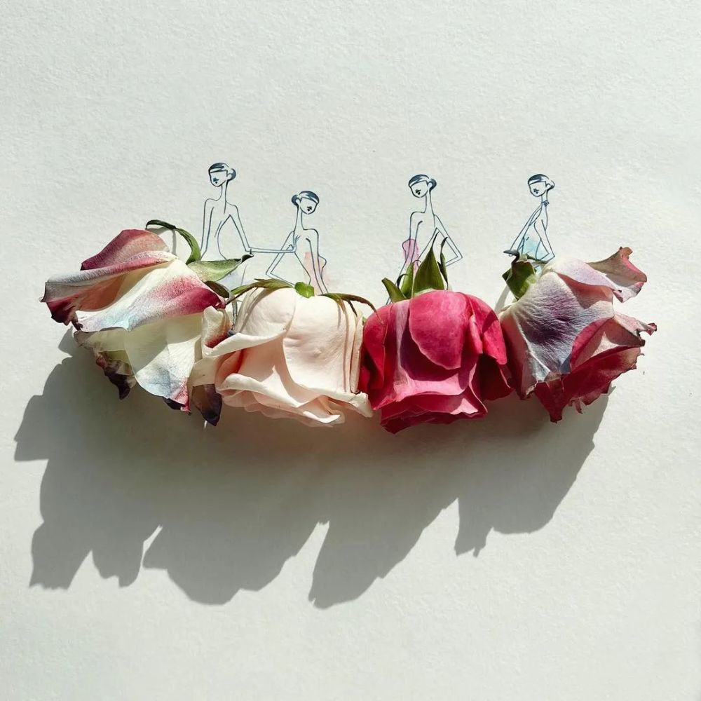 将手绘与鲜花结合他把服装设计玩出了花创意一百分