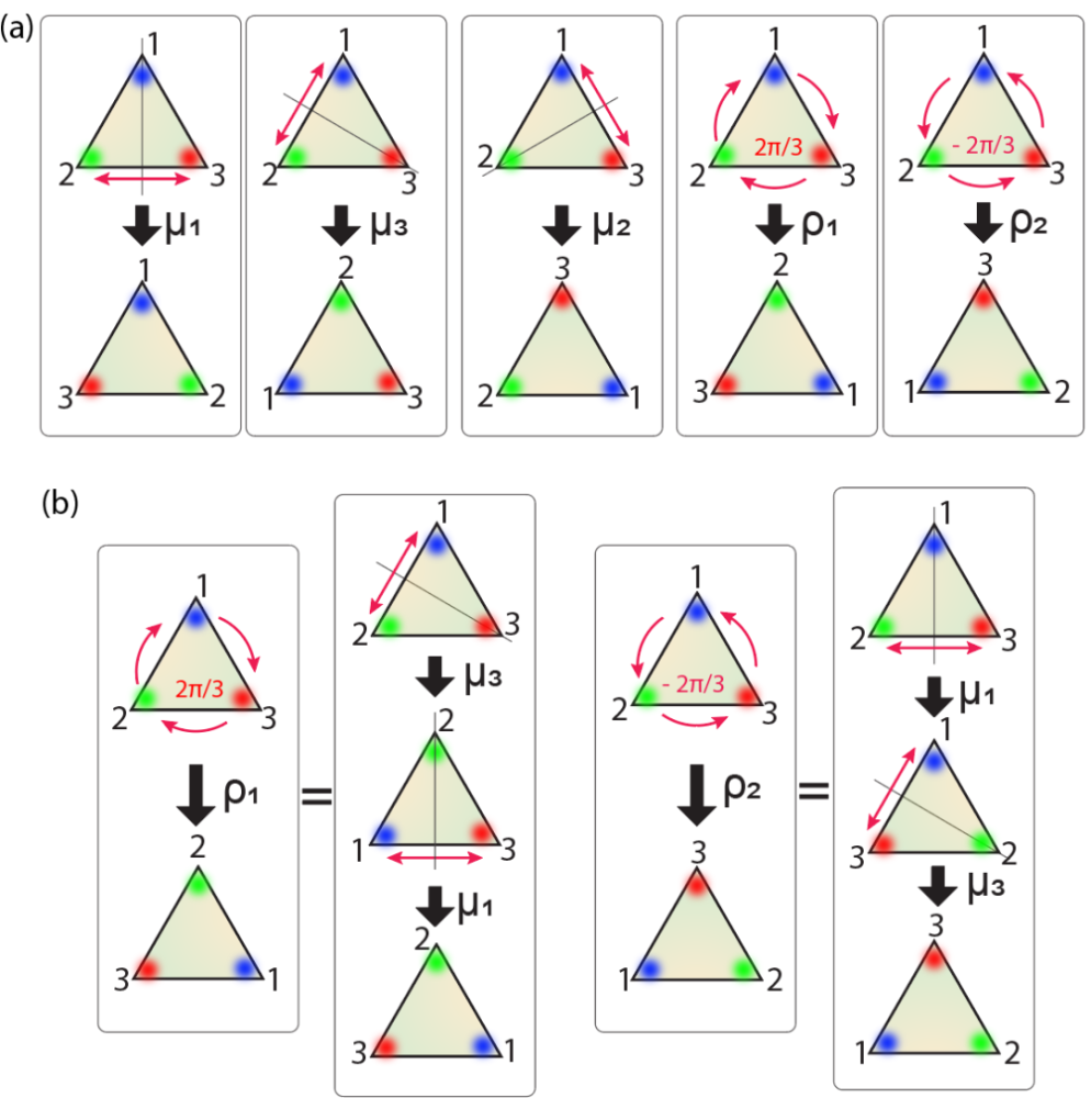 图1. 非阿贝尔群的五种非平庸操作.