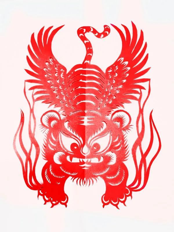 《如虎添翼》剪纸 作者:冯小凤▲《虎福》 作者:王荣
