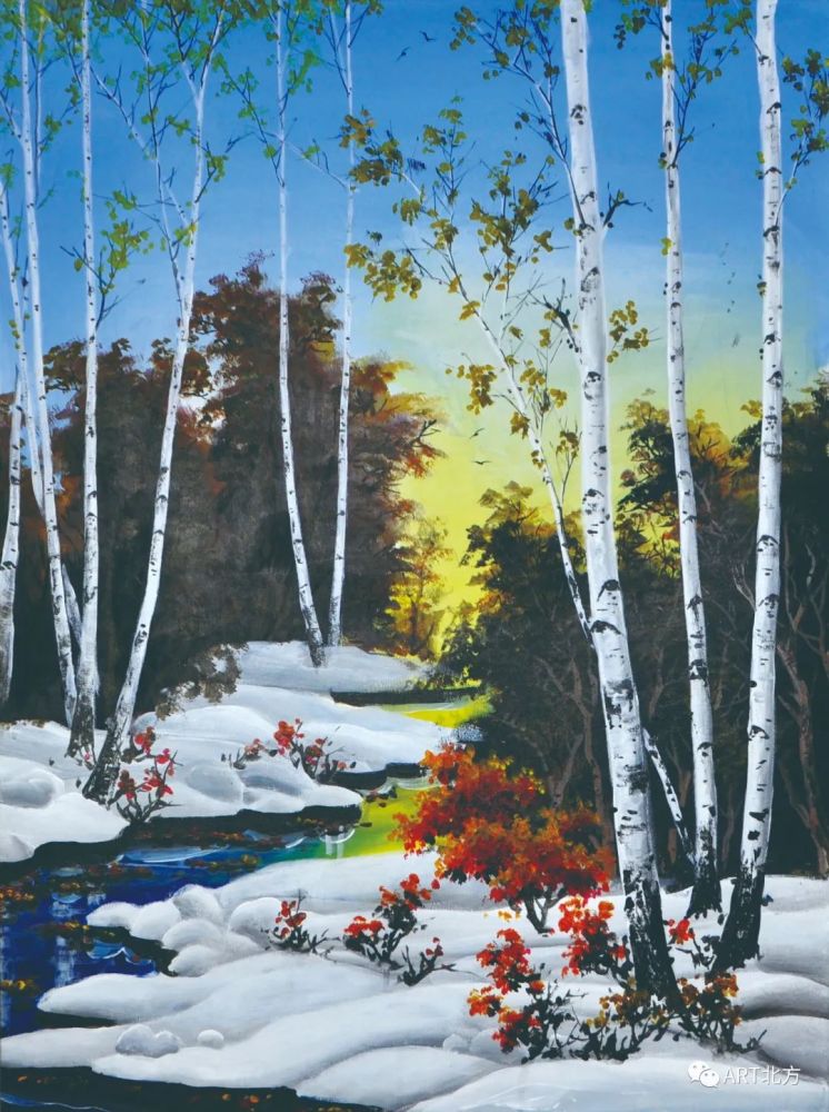《白桦树》王文举《黑龙江江畔》范学强《晨》张海洋《冬游库尔滨河》