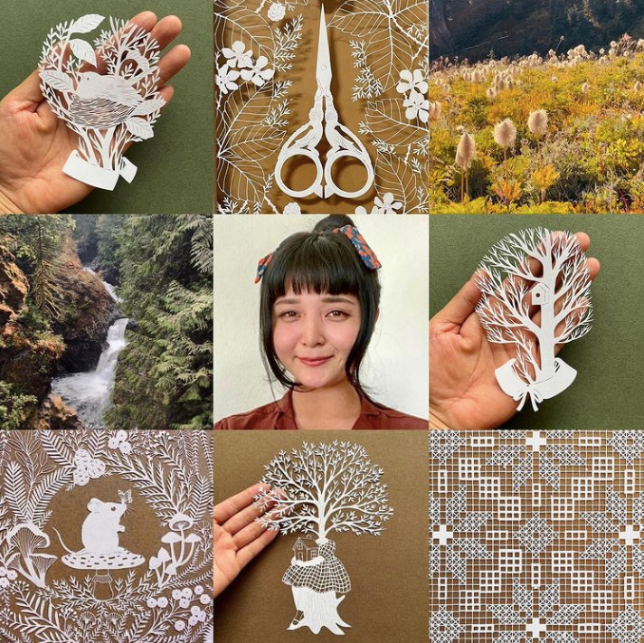 女孩用刻刀"画"插画,缠着创口贴的手指,让人心生敬意