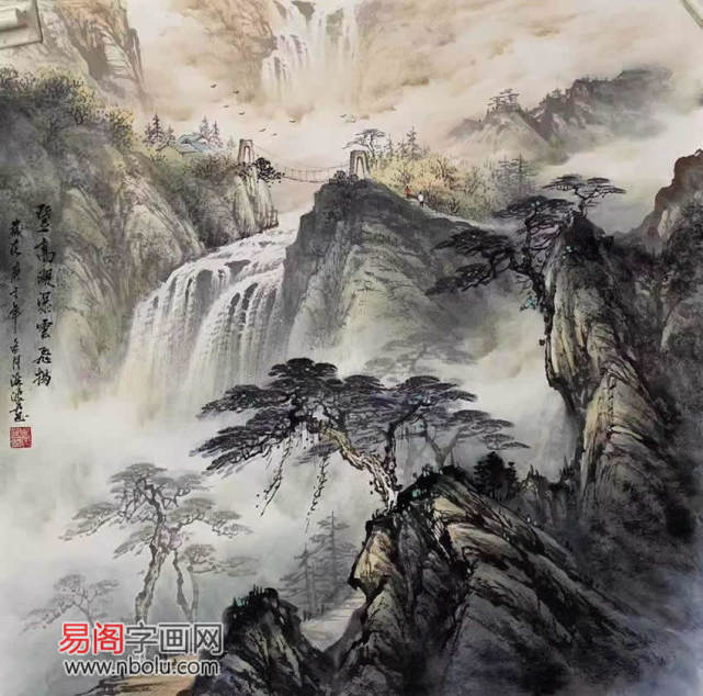 梁海波彩墨山水画:笔端写尽千峰秀