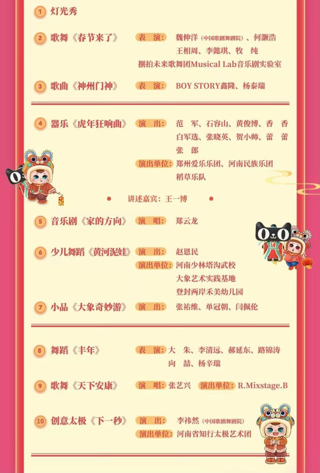 2022河南春晚节目单发布!"唐小妹"回归,王一博祝福家乡