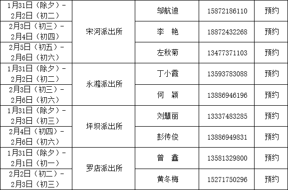 派出所值班表模板图片