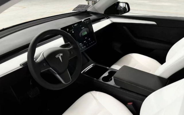 提车特斯拉modely十天白色内饰没有不耐脏