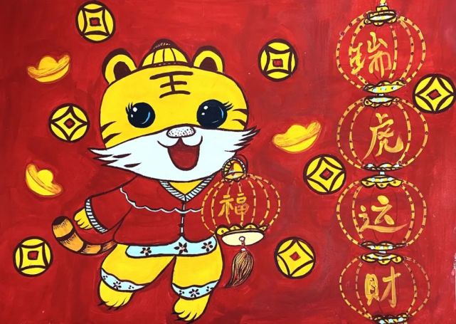 描绘新年新气象注入自己的画作中将虎文化的美好寓意袁花农民画家们