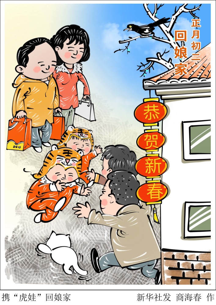 图表漫画春节年俗携虎娃回娘家