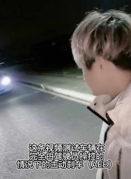 这位特斯拉车主拼了真人测试aeb紧急制动打脸千万粉丝大v
