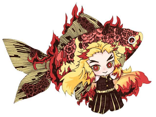 画师将鬼灭之刃拟鱼化杏寿郎成了锦鲤蜜璃是优雅的美人鱼