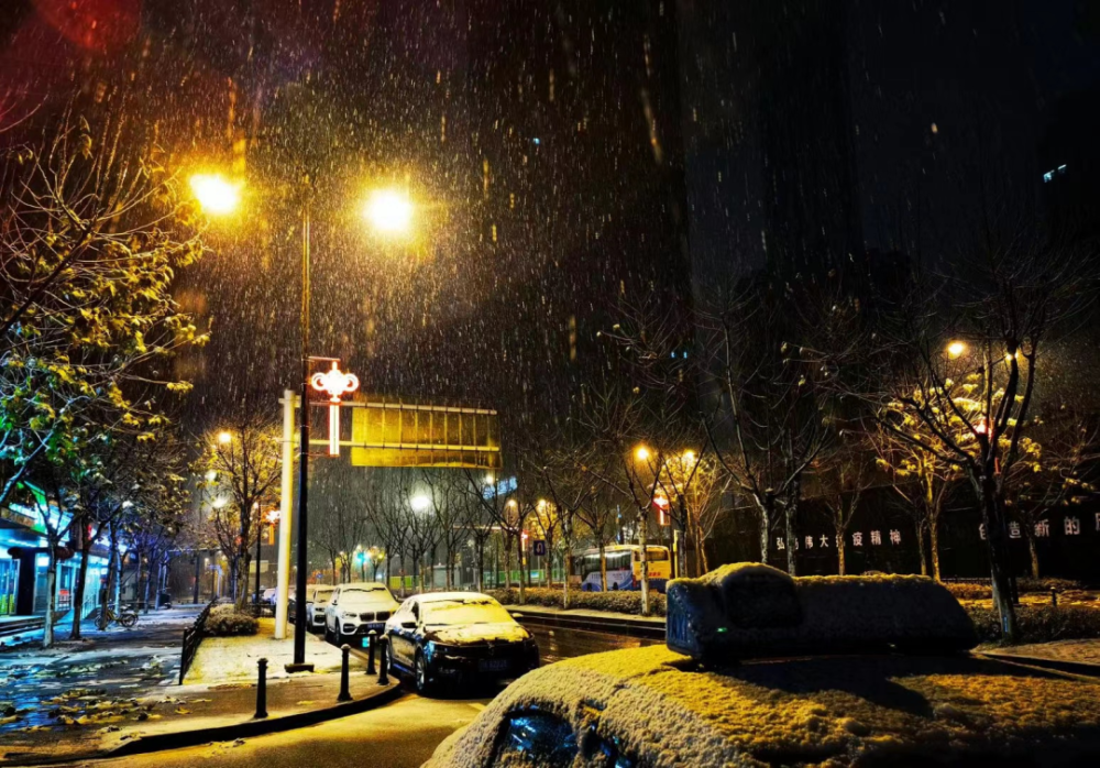 下雪的夜景图片真实图片