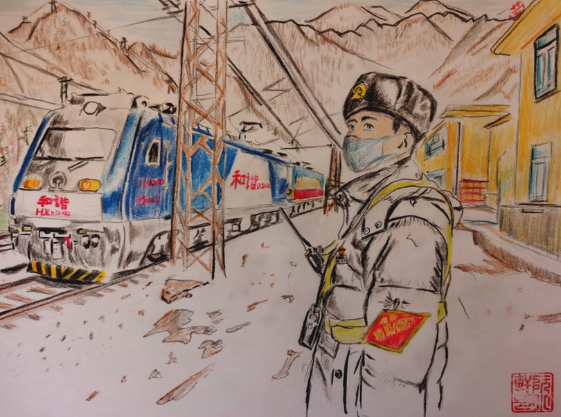 90后助理值班员手绘疫情防控大考下春运场景旅途中该记住这些人那些事