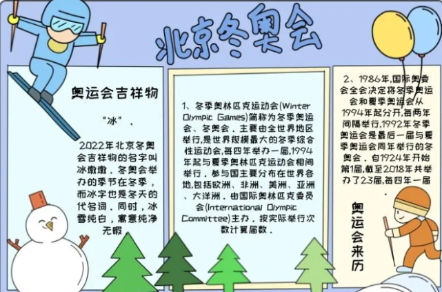 2022北京冬奧會手抄報模板(圖片 文字),給孩子收藏!