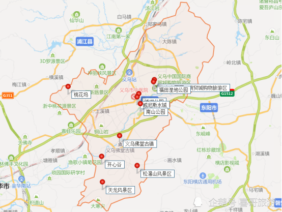 绣湖公园,桃花坞,天龙风景区,义乌中国国际商贸城购物旅游区,义乌佛堂