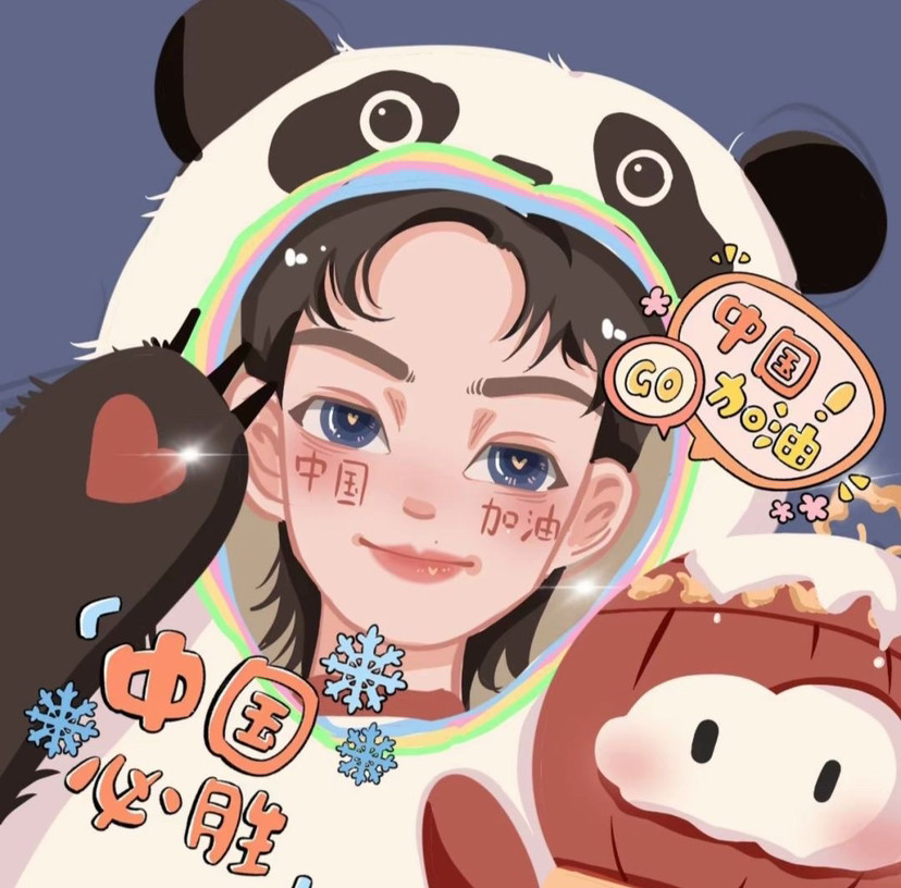 手绘头像冰墩墩雪容融来啦