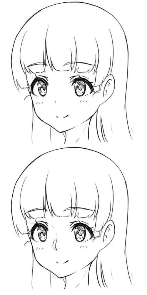 美少女插画描绘人物个性的鼻子和耳朵