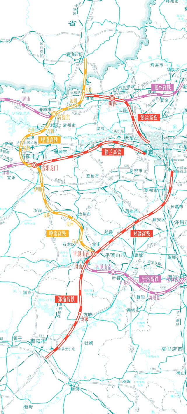 宁洛高铁沿线城市:洛阳,平顶山,周口,阜阳,淮南,南京