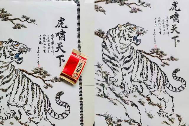 河北一大叔连嗑1500颗瓜子,拼出巨幅虎啸天下