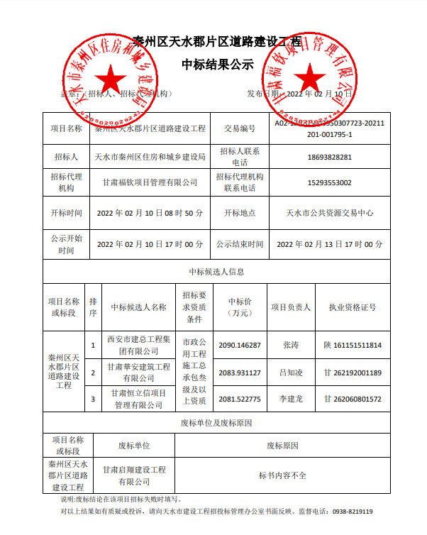 西安市建总工程集团有限公司,甘肃華安建筑工程有限公司和甘肃恒立信