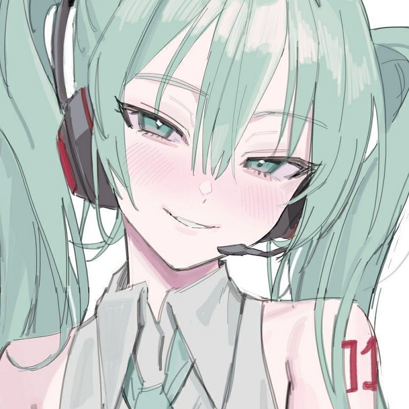 动漫头像绿色女生二次元头像开学之前问问自己作业写完没