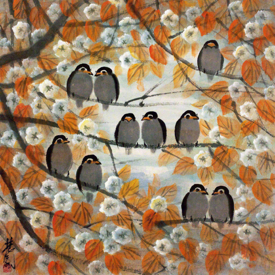 鉴赏|林风眠笔下的秋叶小鸟