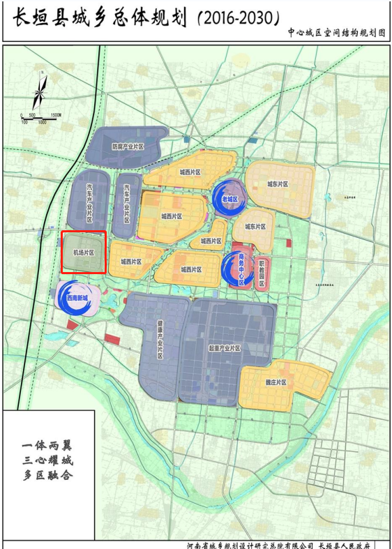 根據長垣縣城鄉總體規劃(2016-2030)內容顯示,長垣通用飛機場在中心