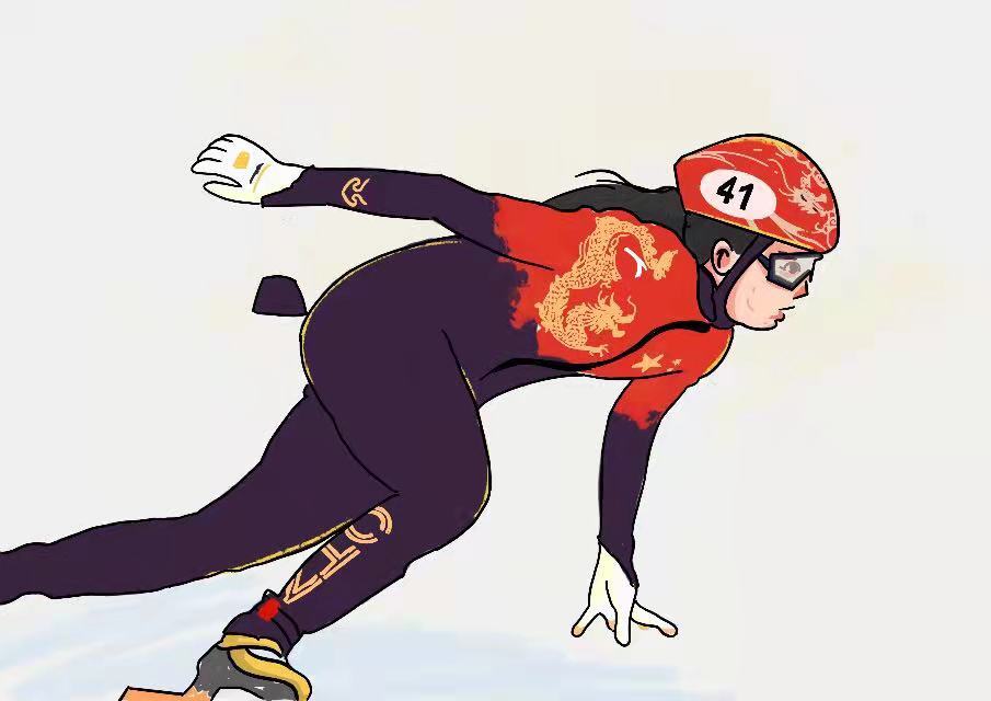 女子短道速滑卡通图片