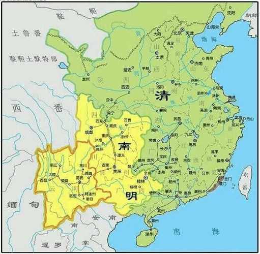 南明(1644年―1662年)是明朝京师顺天府失陷后,由明朝宗室在南方相继