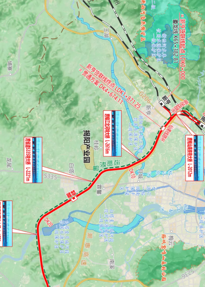 揭惠铁路普宁段征地拆迁涉我市8个镇街附铁路平面示意图