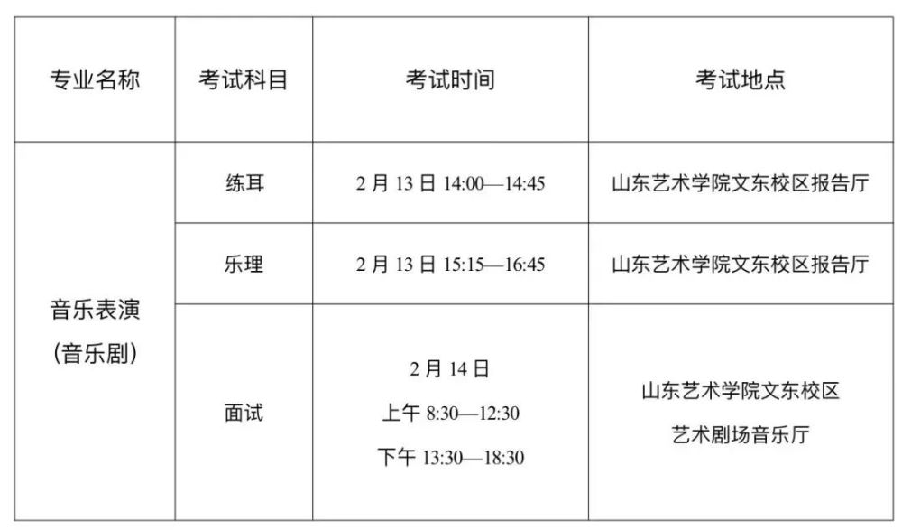 山艺校考小贴士现代音乐学院2022年省内音乐表演音乐剧线下复试安排